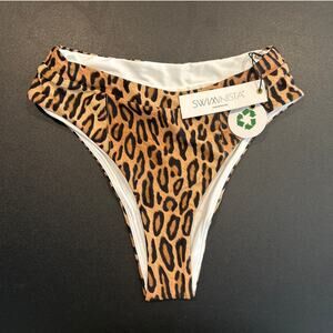 NWT Swiminista Leopard Print Bikini Bottoms – Size XS, High Waist